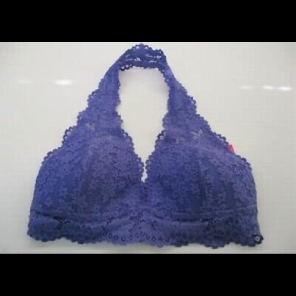 XHILARATION Lace Floral Purple Halter Bralette